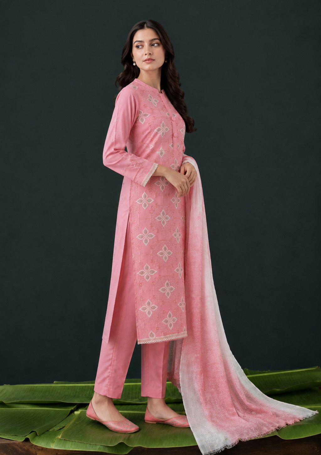 Blush Pink Designer Embroidered Unstitched Suit Set