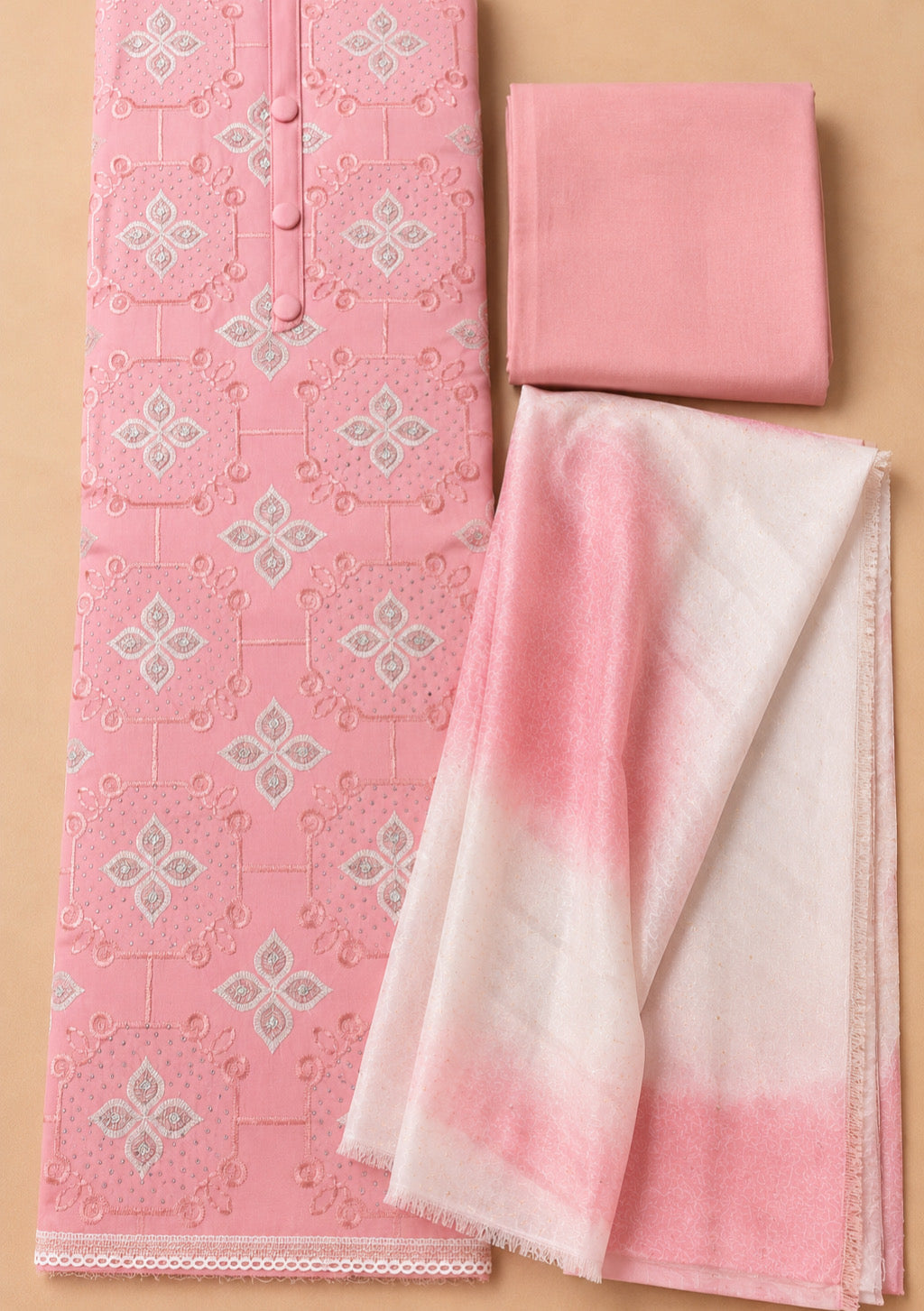 Blush Pink Designer Embroidered Unstitched Suit Set