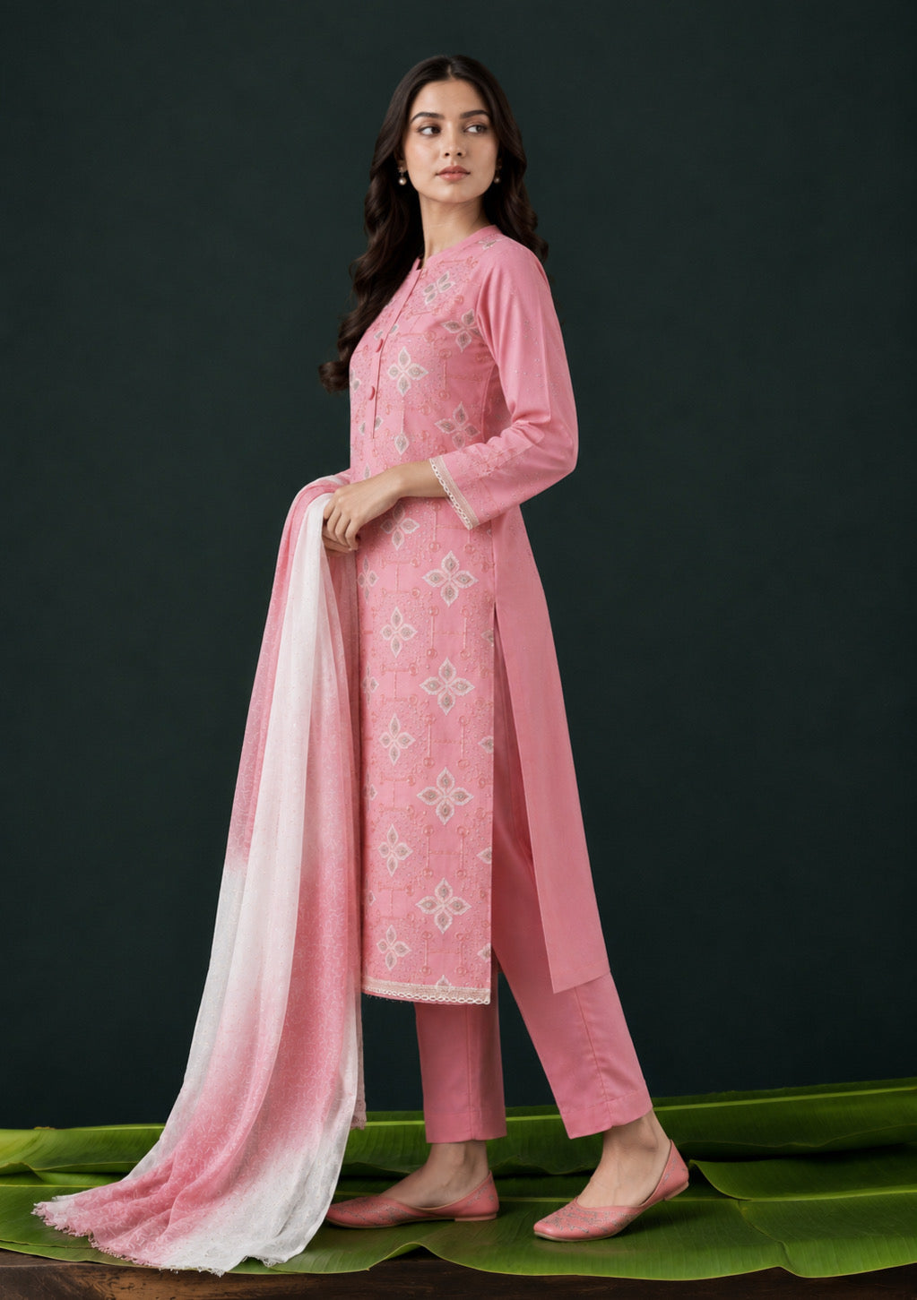 Blush Pink Designer Embroidered Unstitched Suit Set
